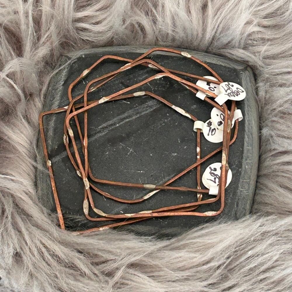 Artisan Copper Geometric Bangle Set of 5 Silver Accent Y2K NWT
